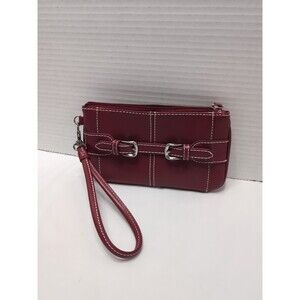 Wilsons Leather Genuine Leather Clutch Wristlet Red Classic 7.5"X 4.25"